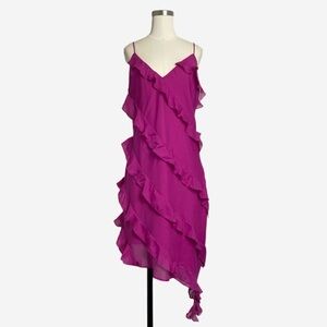Abercrombie & Fitch Pink Asymmetric Ruffle v-neck dress feminine sirencore LT